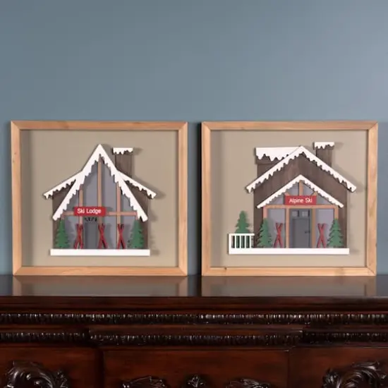 Framed Ski Lodge Wall Art Set {3}