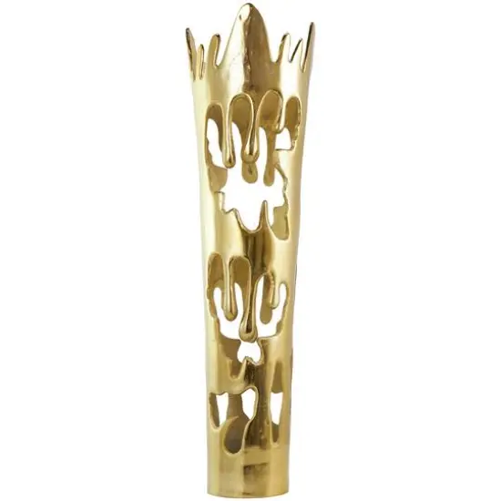 31" Gold Aluminum Drip Vase with Melting Designed Body {9}