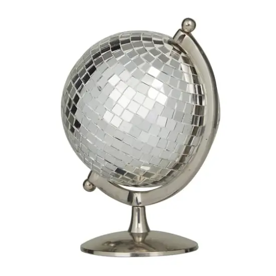 Silver Stainless Steel Glam Globe, 8" x 7" x 10" {3}