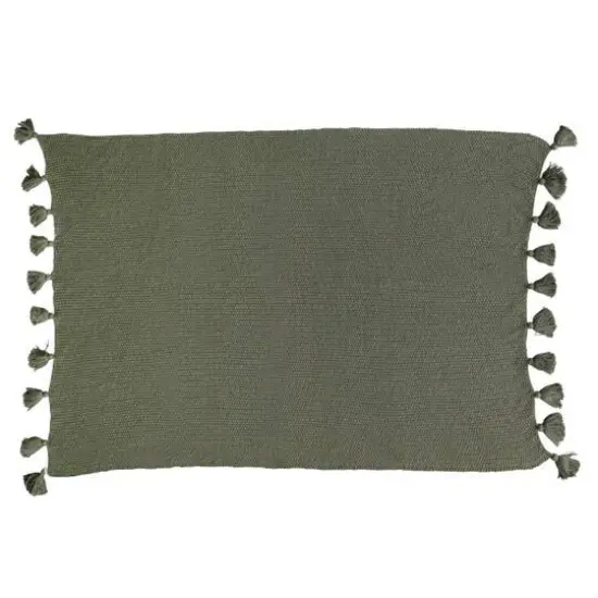 Hello Honey&reg; Olive Green Knit Throw Blanket with Tassels {10}