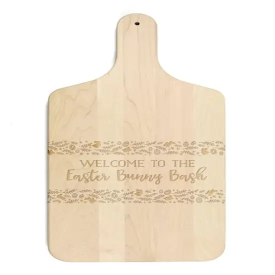 Easter Bunny Bash 8" x 17" Maple Paddle Cutting Board {1}
