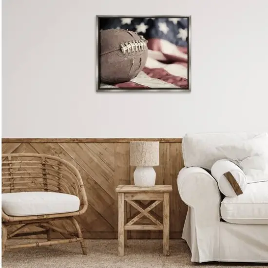 Stupell Industries Football & American Flag Floater Framed Art Gray {3}