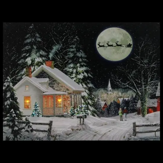 LED Lighted Santa Claus Coming To Town Christmas Wall Art {4}