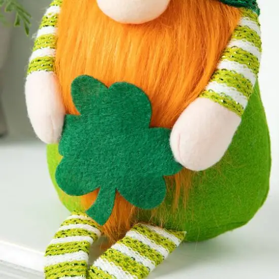 Glitzhome&reg; 28.25'' St. Patrick's Fabric Gnome Shelf Sitter with Dangling Legs {5}