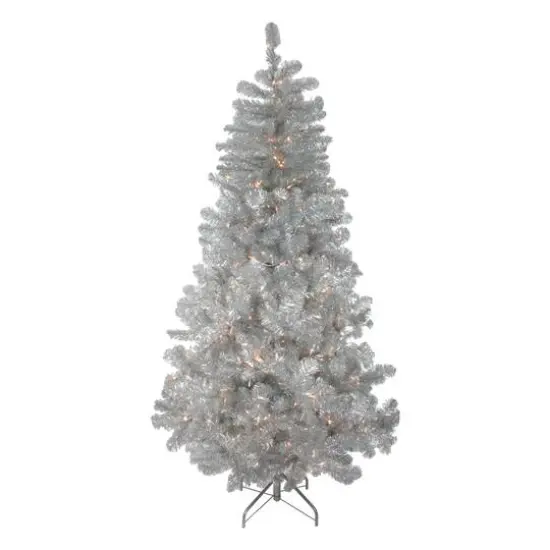 7.5ft. Pre-Lit Full Metallic Tinsel Artificial Christmas Tree, Clear Lights {6}