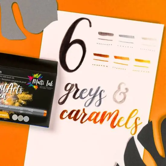 STAEDTLER&reg; Pigments Arts Brush Pen Set Greys and Caramels {9}