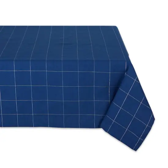 Blue Metallic Windowpane Tablecloth 60" x 84" {1}