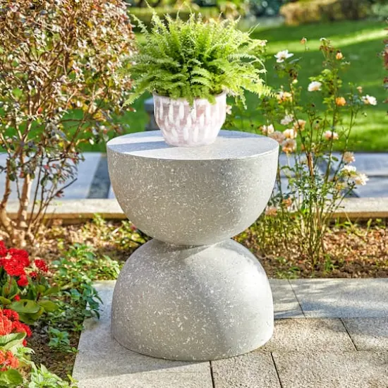 Glitzhome&reg; 18" Multi-Functional Terrazzo Garden Stool Gray {3}