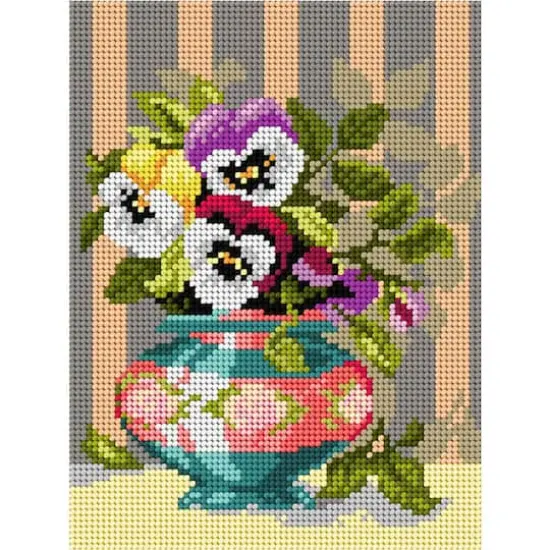 Orchidea Counted Pansies in a Vase Cross Stitch Kit {1}