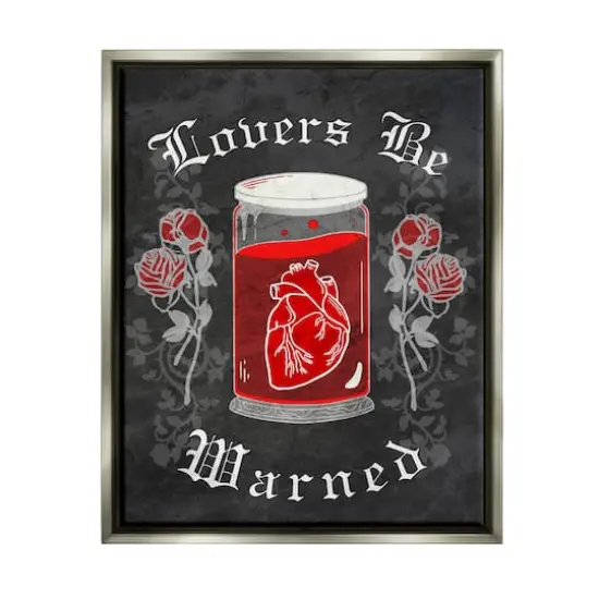 Stupell Industries Spooky Heart In Jar Framed Floater Canvas Wall Art Gray {1}