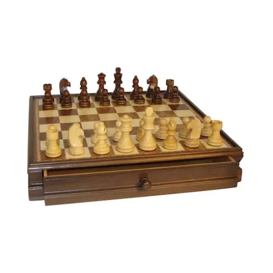 15" Walnut & Maple Drawer Chest Chess Set {1}