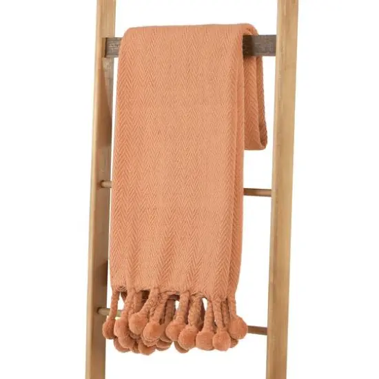 Hello Honey&reg; Woven Cotton Pom Pom Throw Rust {7}