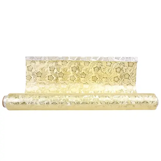 JAM Paper Embossed Floral Foil Wrapping Paper, 20" x 50ft. Gold {1}