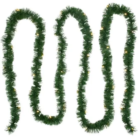 18ft. Pre-Lit Warm White LED Artificial Pine Christmas Garland {5}