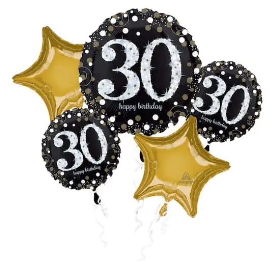 Sparkling Birthday 30 Foil Balloon Bouquet  {1}