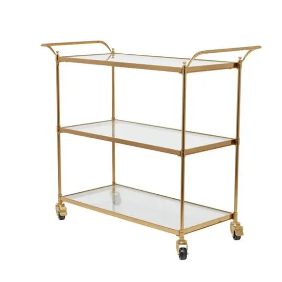 Brass Iron Traditional Bar Cart, 31" x 38" x 14" {3}