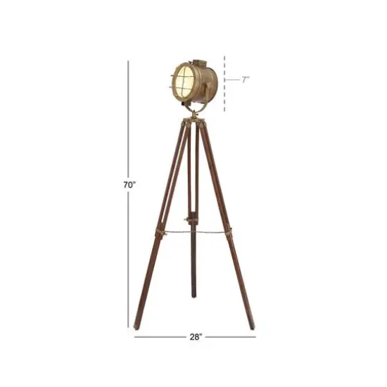 71" Brown Wood Industrial Floor Lamp {9}