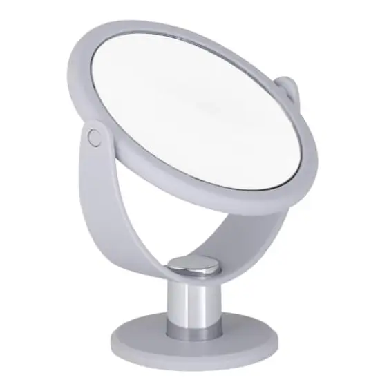 Home Details Dual Sided 10X Magnification Rubberized Vanity Mirror Gray {5}
