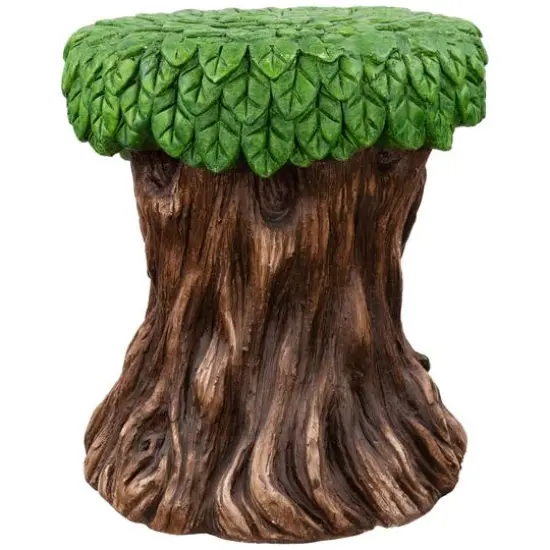13.75" Fairy Tree Stump Outdoor Garden Plant Stand {7}