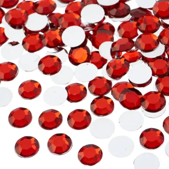 John Bead Acrylic Round Flat Back Rhinestones, 10mm Red {1}