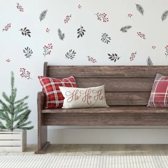 Holly Berries & Twigs Peel And Stick Wall Decals {3}