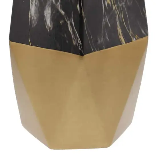 18" Dark Gray & Gold Stoneware Contemporary Vase {4}