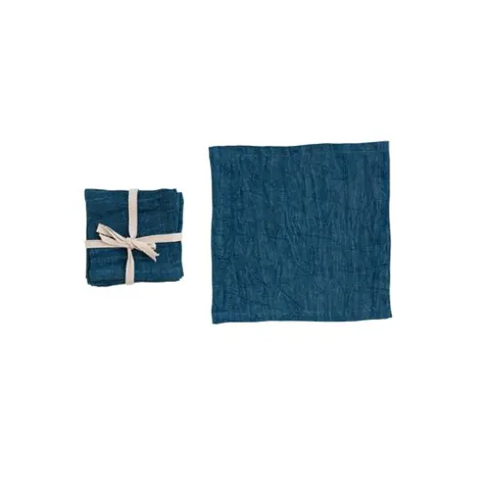 Hello Honey&reg; 10" Square Stonewashed Linen Cocktail Napkins, 4ct. Navy {1}