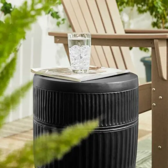 Glitzhome&reg; 18.5" Multi-Functional Textured Garden Stool Black {7}