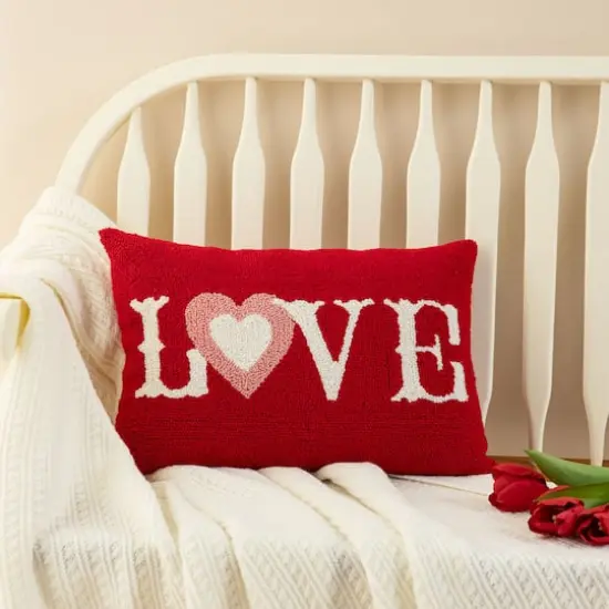 Glitzhome&reg; 18" Valentine's Hooked Love Pillow {3}