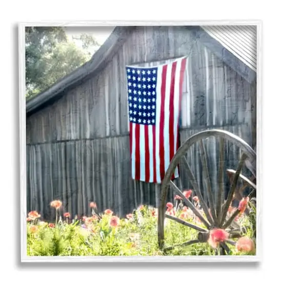 Stupell Industries Americana Barn Floral Farmland Framed Giclee Art White {1}