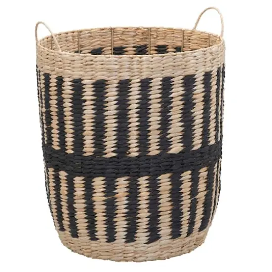 Household Essentials 20" Black & Natural Cattail & Paper Pillar Basket {6}