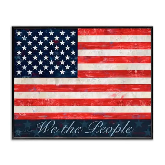 Stupell Industries We The People Flag Framed Giclee Art Black {1}