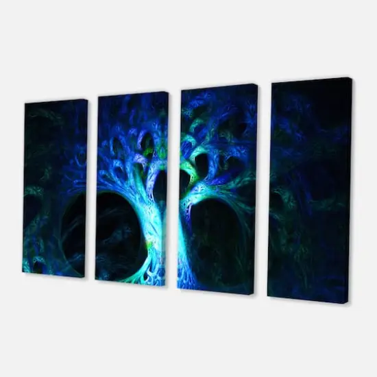 Designart - Magical Blue Psychedelic Tree - Abstract Canvas Art Print {4}