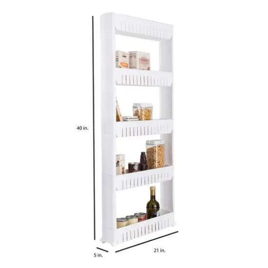 Simplify 5-Tier Slim Slide-Out White Storage Cart {5}