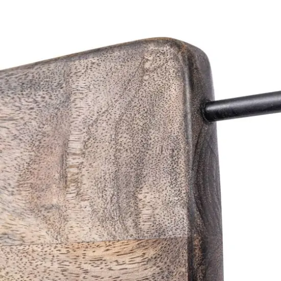 Hello Honey&reg; 17.5" Natural and Black Minimalist Wood Cutting Board with Metal Handle {6}