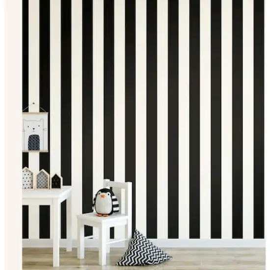 RoomMates Awning Stripe Peel & Stick Wallpaper Black {8}