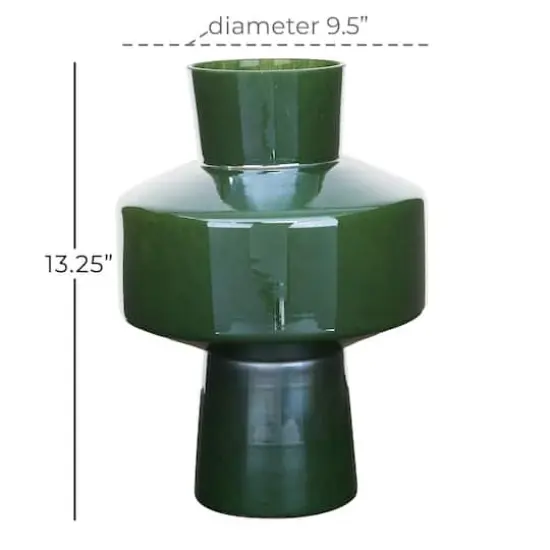 13" Green Modern Glass Vase {6}
