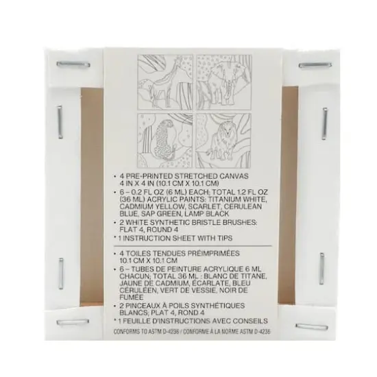 4" x 4" Wild Animals Canvas Painting Kit {9}