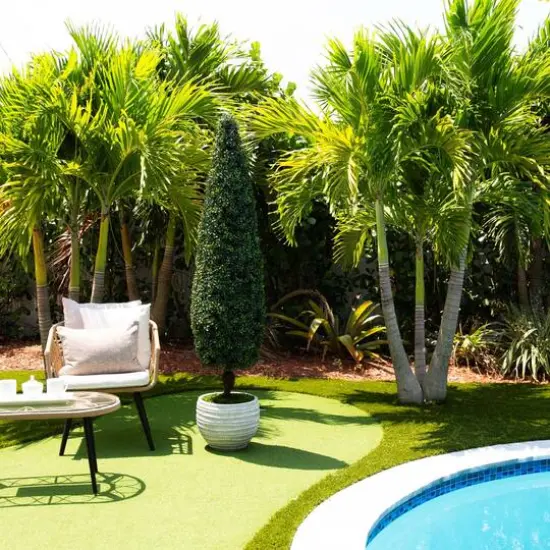 6ft. UV-Resistant Potted Boxwood Topiary Cone Tree {7}