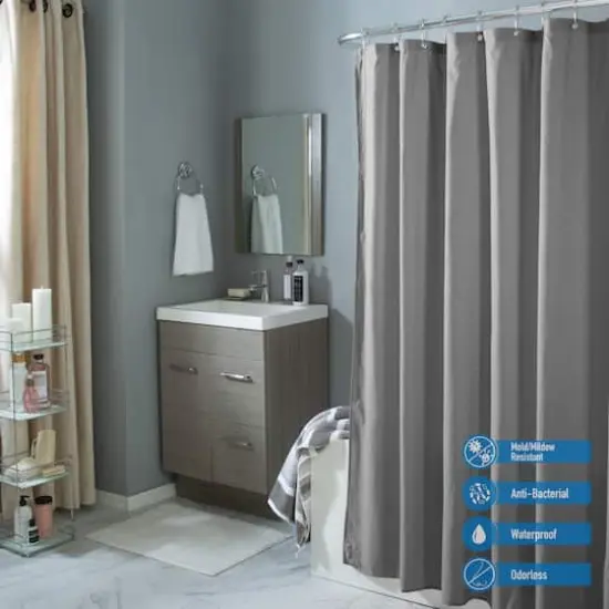 Bath Bliss Microfiber Soft Touch Dash Design Shower Curtain Liner Heather Gray {5}