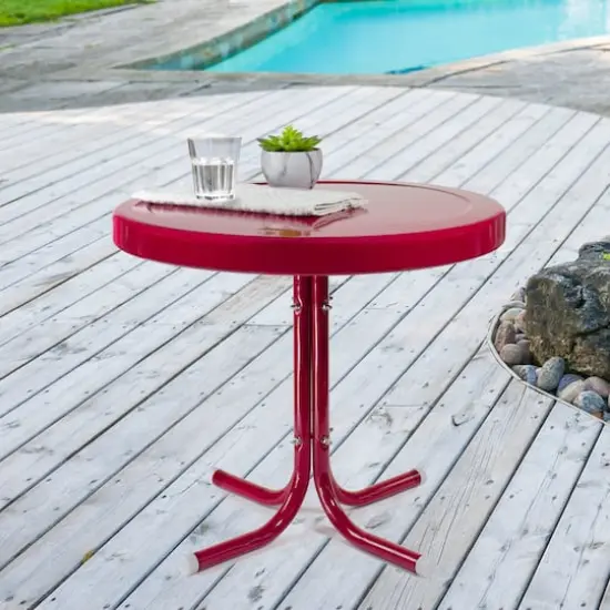 22" Outdoor Retro Tulip Side Table Pink {3}