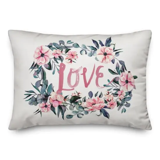 Love Watercolor Wreath Throw Pillow {1}