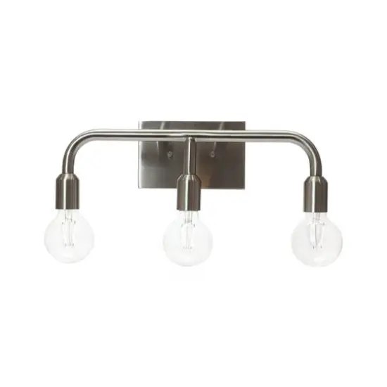 Hello Honey® Robert Stevenson Lighting Benson Exposed Bulb Metal 3-Light Vanity Brushed Nickel {6}