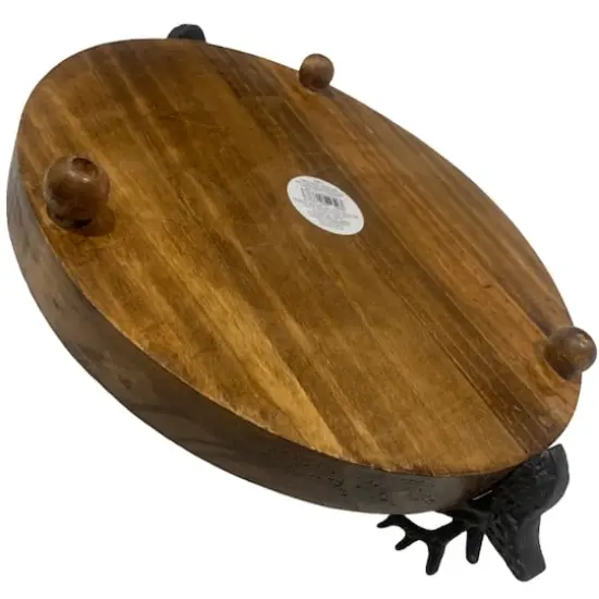 15" Round Wood Tray with Reindeer Handles by Ashland&reg; {3}