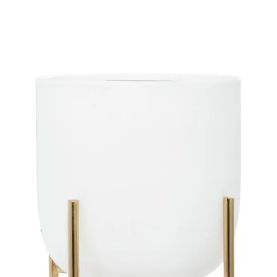 Metal Contemporary Stand Planter Set White {6}