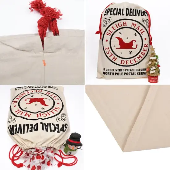 Personality Case&trade; 19" x 26" Sleigh Mail Cotton Christmas Drawstring Bag {5}