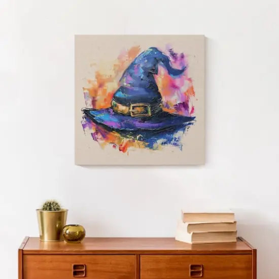 Painterly Witch Hat 16" x 16" Canvas Wall Art {5}