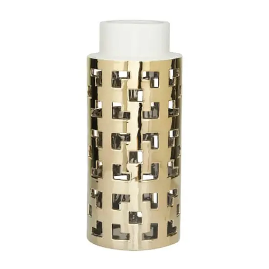 Gold Stoneware Glam Vase, 14" x 6" x 6" {6}
