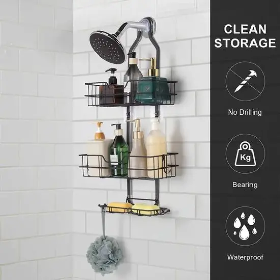 Over Head Shower Caddy Basket with Hook {7}