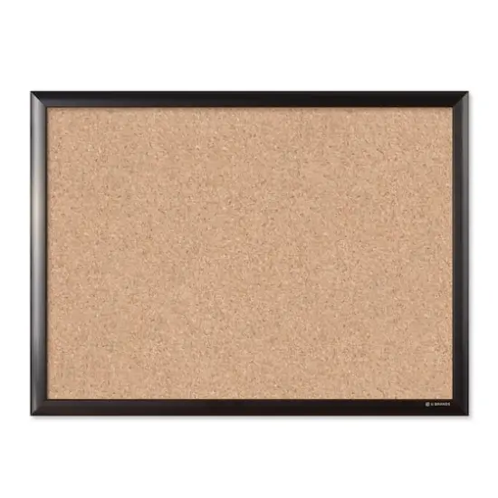 U Brands&trade; Black Aluminum 24'' x 18'' Framed Cork Bulletin Board {1}